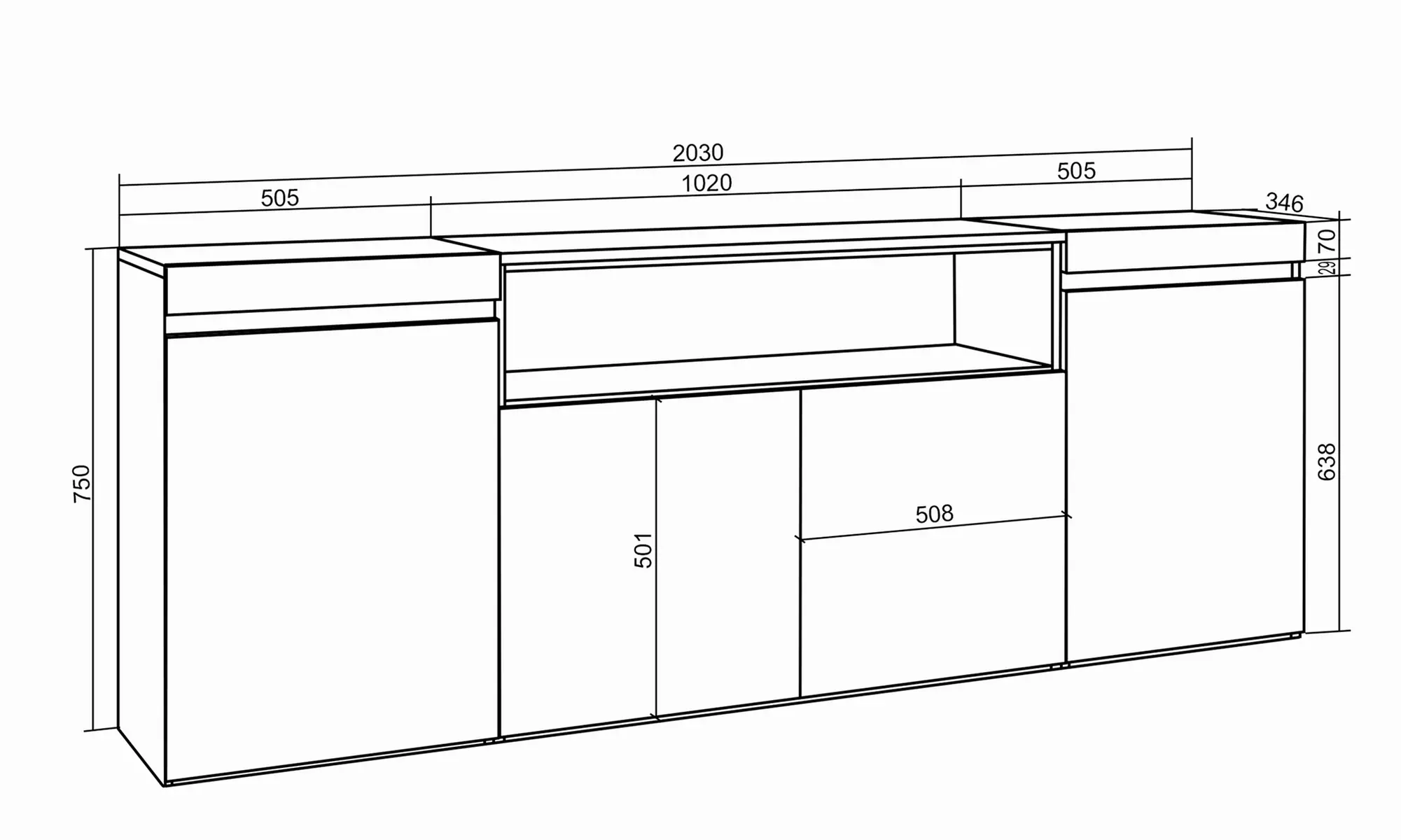 Sideboard mit großem Stauraum