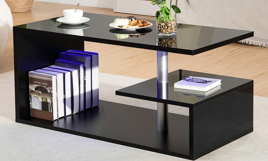 Image 9: High Gloss LED Coffee and Side Table Range