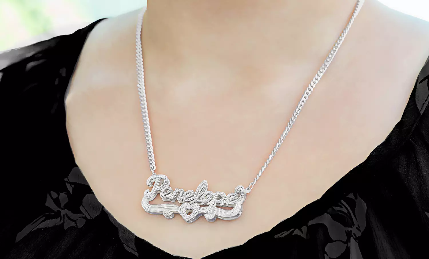Personalized Gold- or Silver-Plated Double-Plate Beaded Name Necklace from MonogramHub (Up to 70% Off) - Primary Image