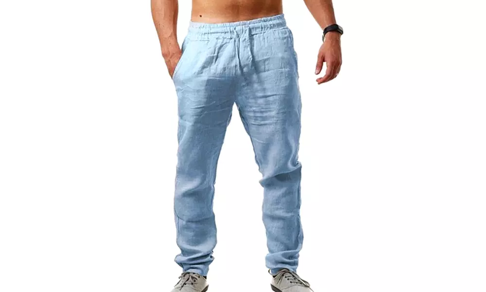 Leinen/Baumwoll-Stoffhose für Herren