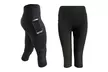 Women Side Pocket Mesh Splice Tummy Control High Waist Capri Leggings Yoga Pants - Second Medium