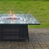 Image 2: Fimous Dark Grey Rattan-Effect Fire Pit Table with Tempered Glass
