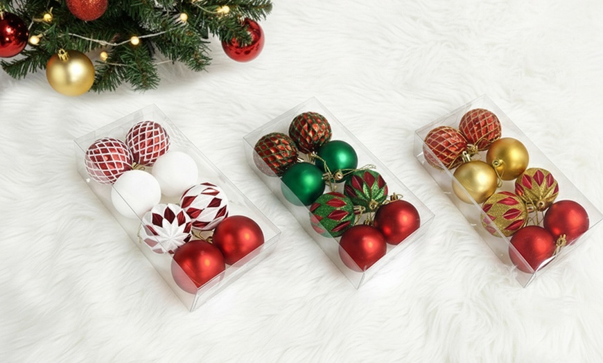 Image 1: 8-Piece Mixed Christmas Ball Ornaments Set
