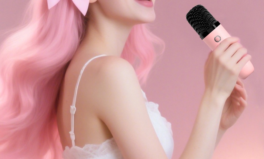 Image 3: Mini Bluetooth Karaoke Machine with 2 Wireless Microphones
