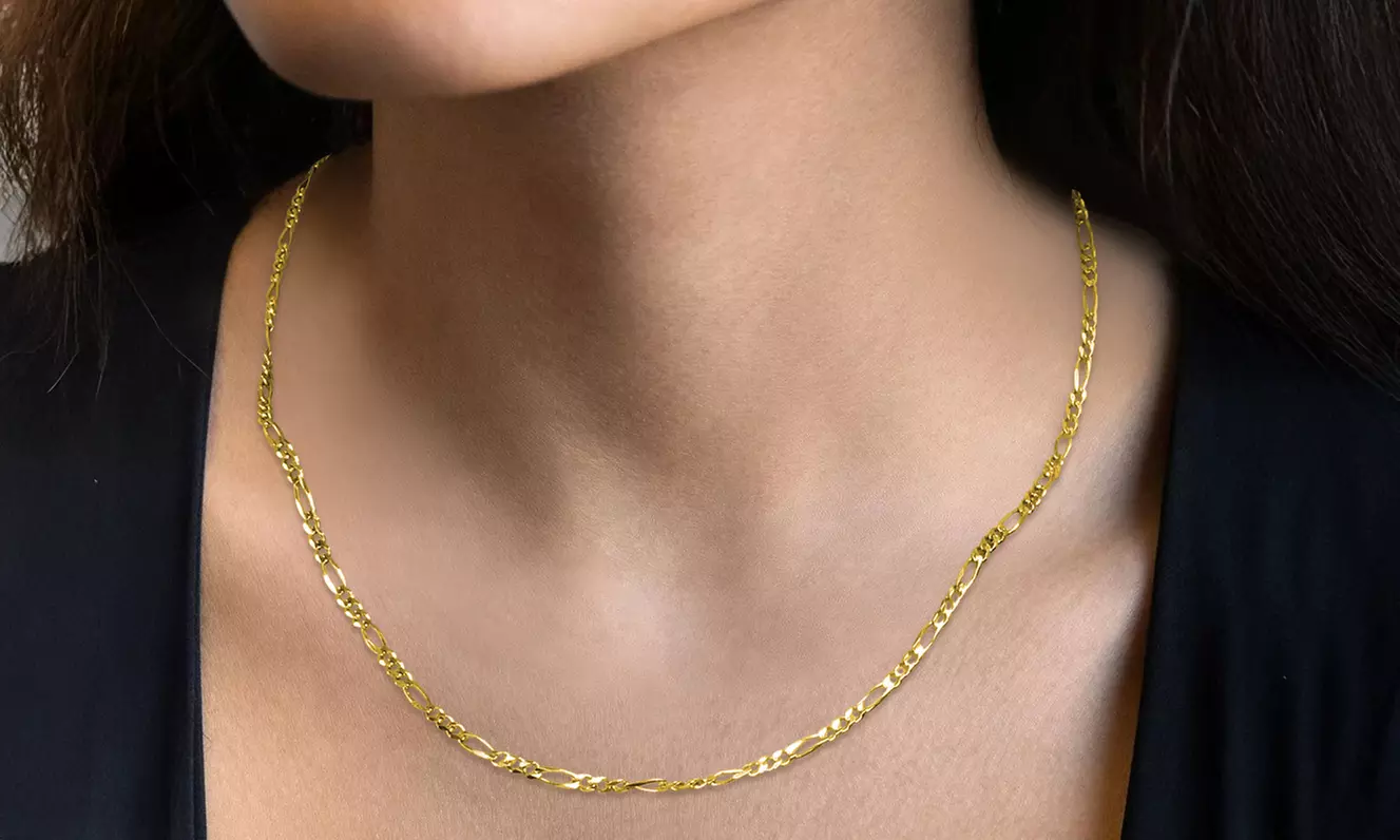 18K Gold Over Sterling Silver Figaro Chain Necklace by Paolo Fortelini