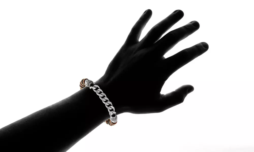 Men's Stainless Steel Buddha and Natural Stone Beaded Bracelet by Crucible - Second Medium