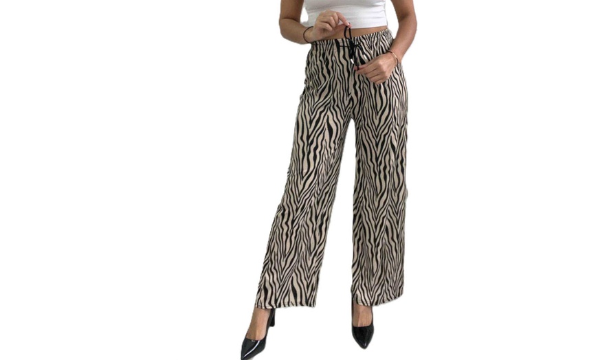 Image 4: Animal Prints Wide Leg Palazzo Trousers