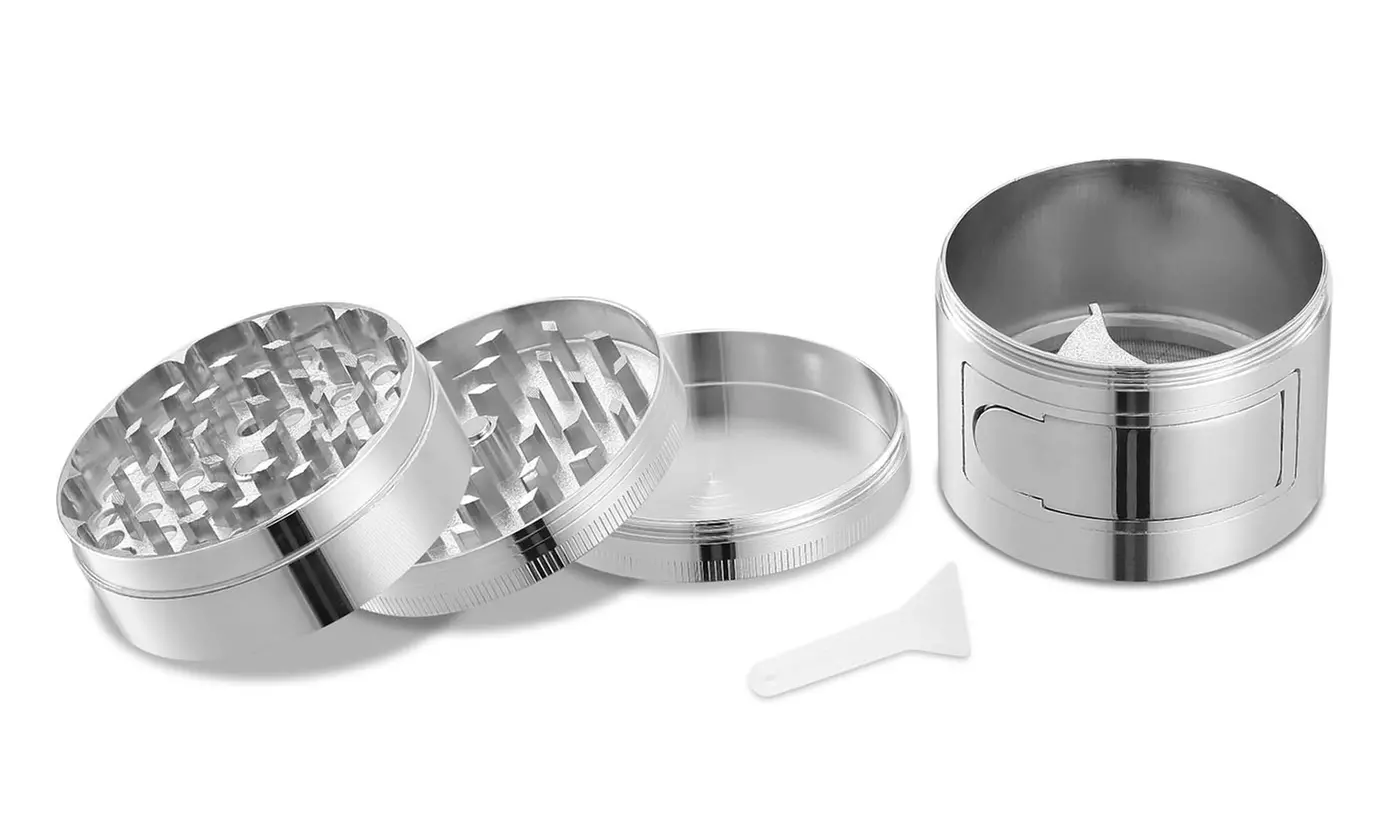 iMounTEK 4-Piece Herb Spice Tobacco Grinder with Window & Scraper