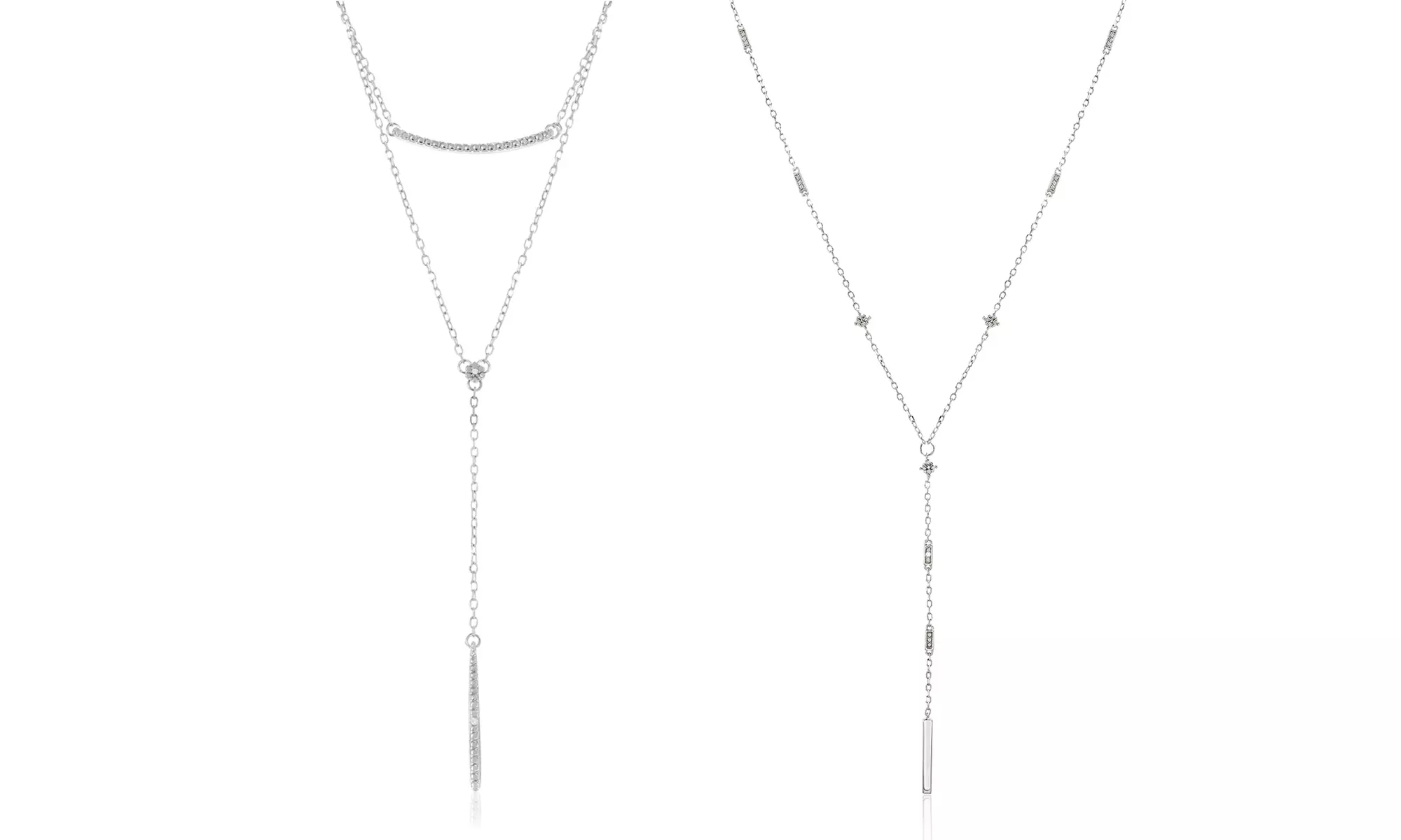 Diamond Accent Layered and Station Necklace in Sterling Silver - Primary Image
