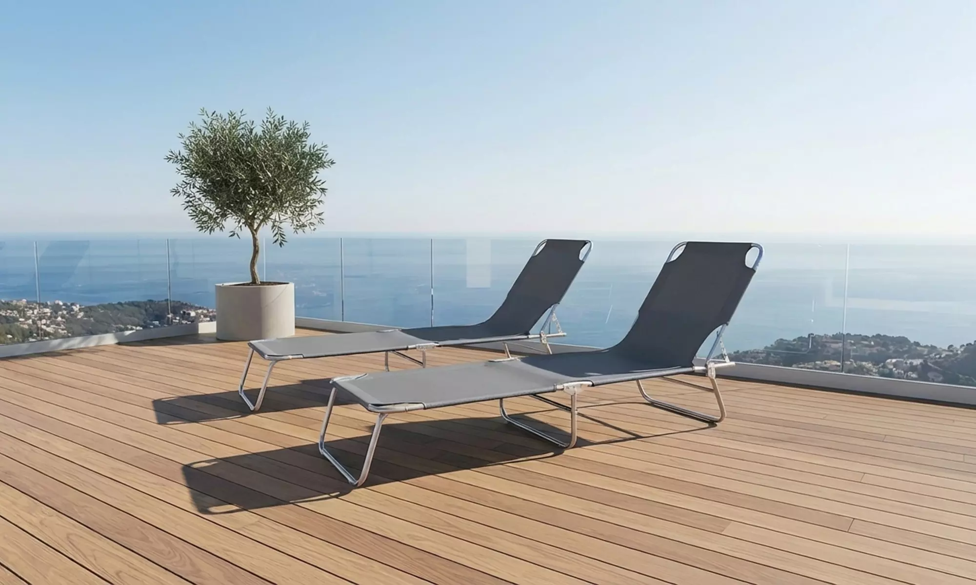 Set de 2 tumbonas cómodas y funcionales