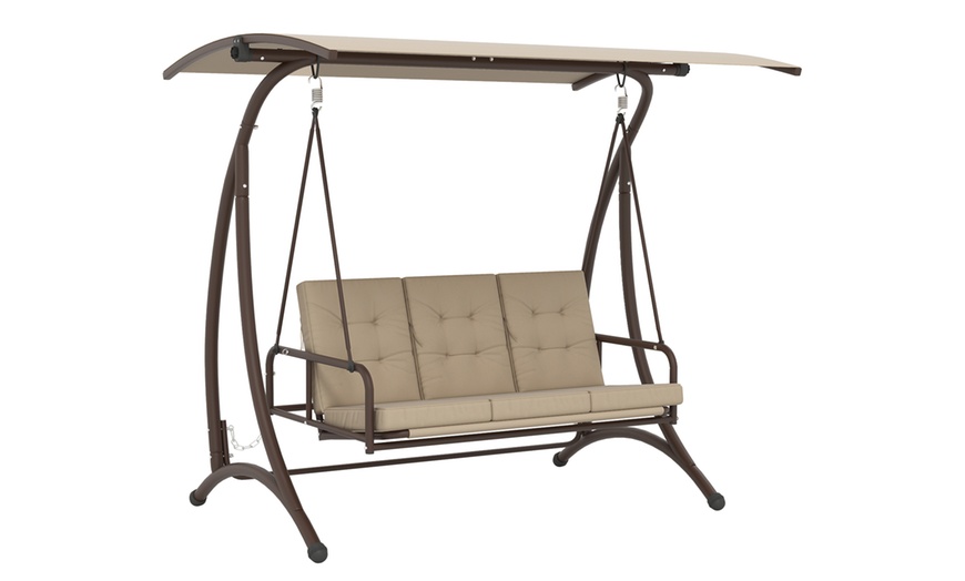 Image 10: Outsunny 3 Seater Garden Swing Seat Bed