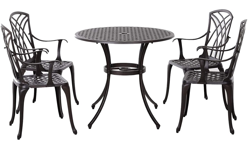 Image 5: Outsunny Outdoor Table and 4 Chair Set