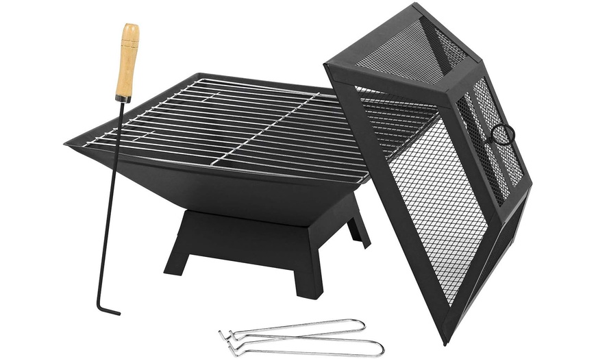Image 5:  Outdoor Fire Pit with BBQ Grill - Multi-functional, Portable & Easy Clean