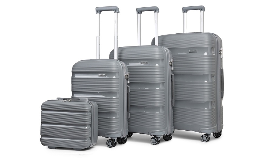 Image 1: One or Three Kono Grey PP Hard Shell Suitcases 