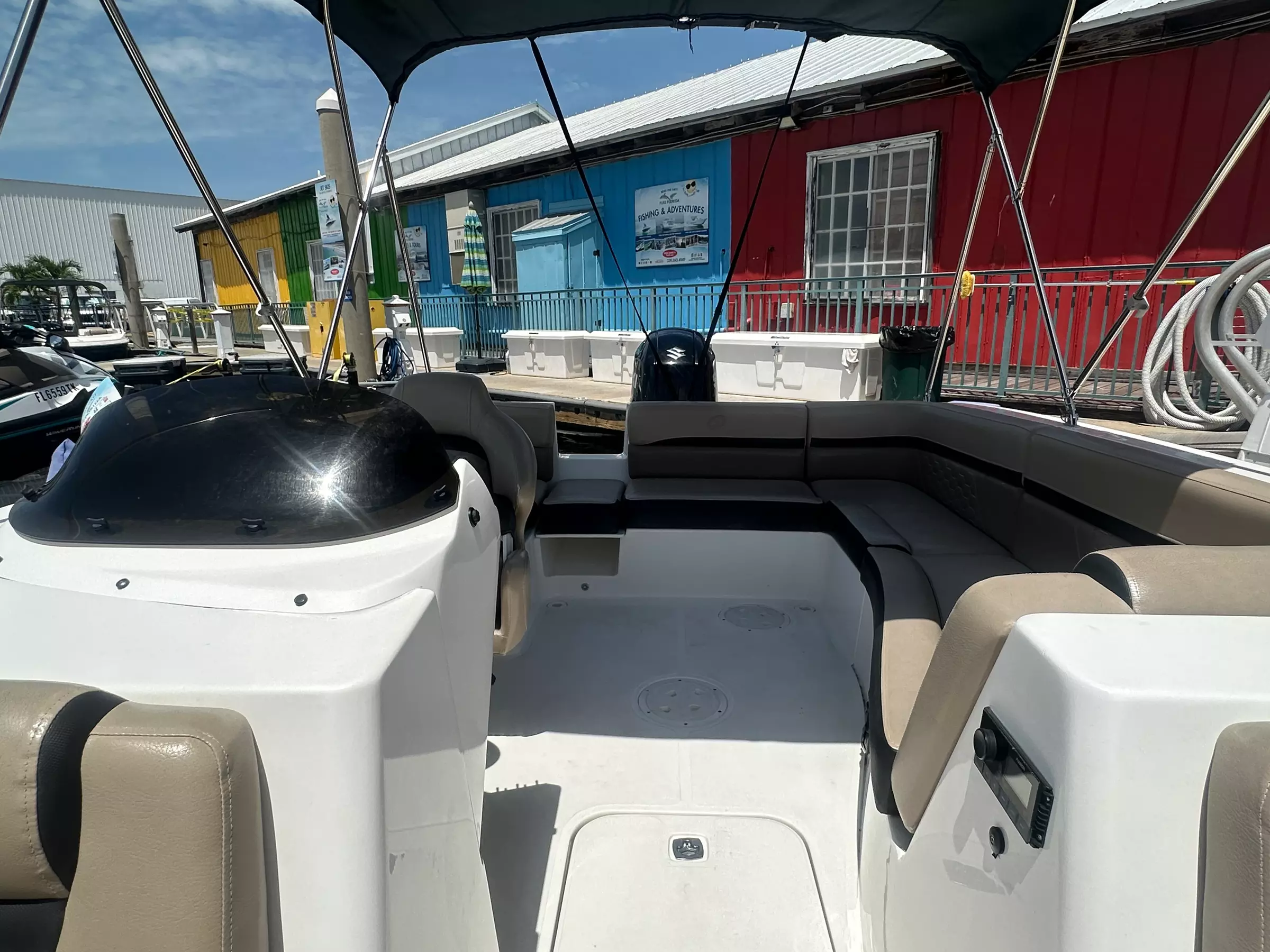 4 or 8 Hour Deck Boat Rental with Bimini Top in Naples