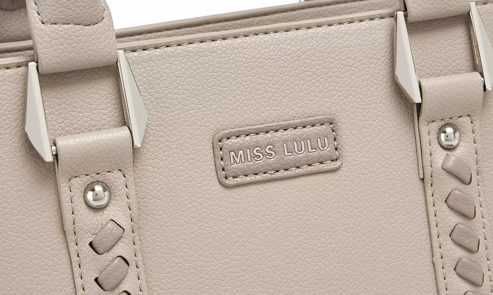 Miss Lulu PU Leather Graceful Spacious Tote Bag with Woven Trim Strap