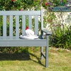 Image 3: Wood Effect Garden Bench in Dark Grey or Walnut