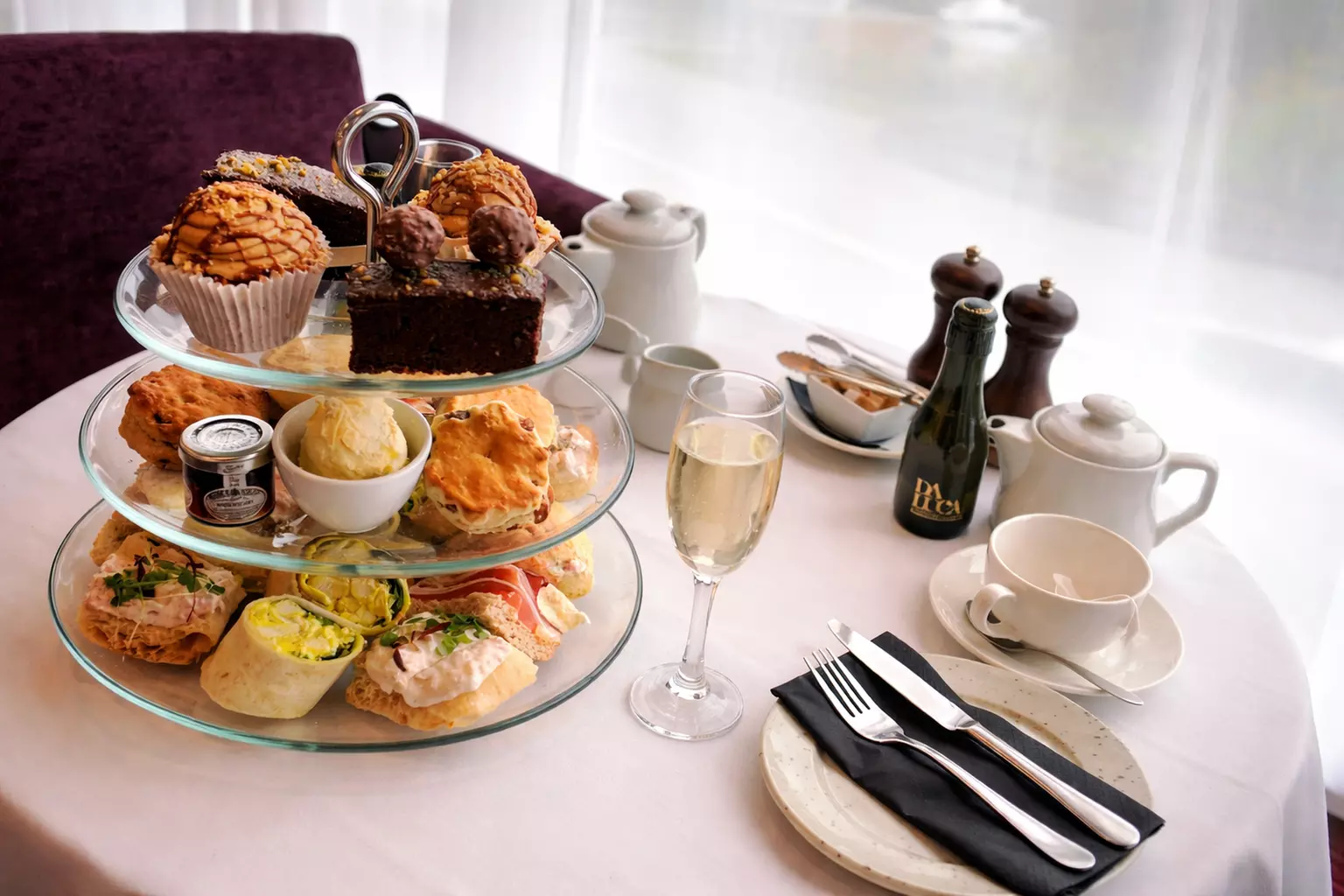 Traditional Afternoon Tea in a Stylish Setting Overlooking Media City
