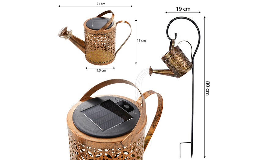 Image 11: Solar Watering Can Light - Warm White LED Rainfall Effect Garden Stake