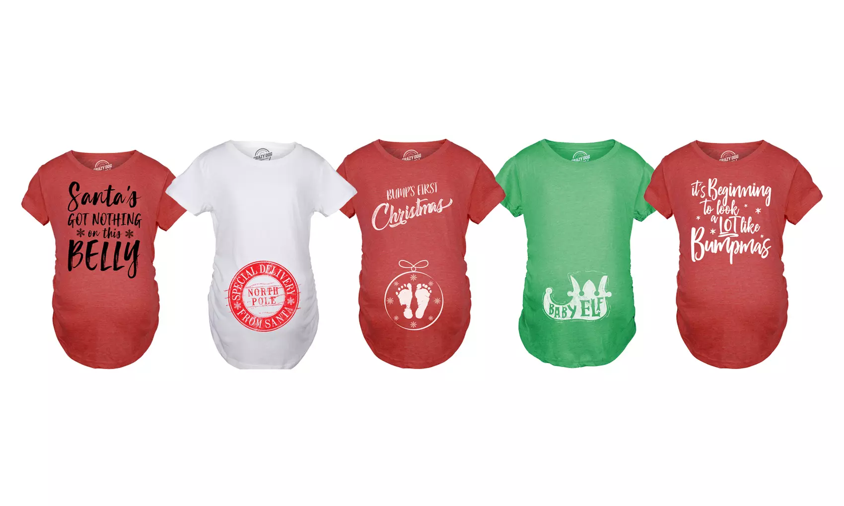 Crazy Dog T-Shirts Special Delivery Christmas Maternity T-Shirts. Plus Sizes Available - Primary Image