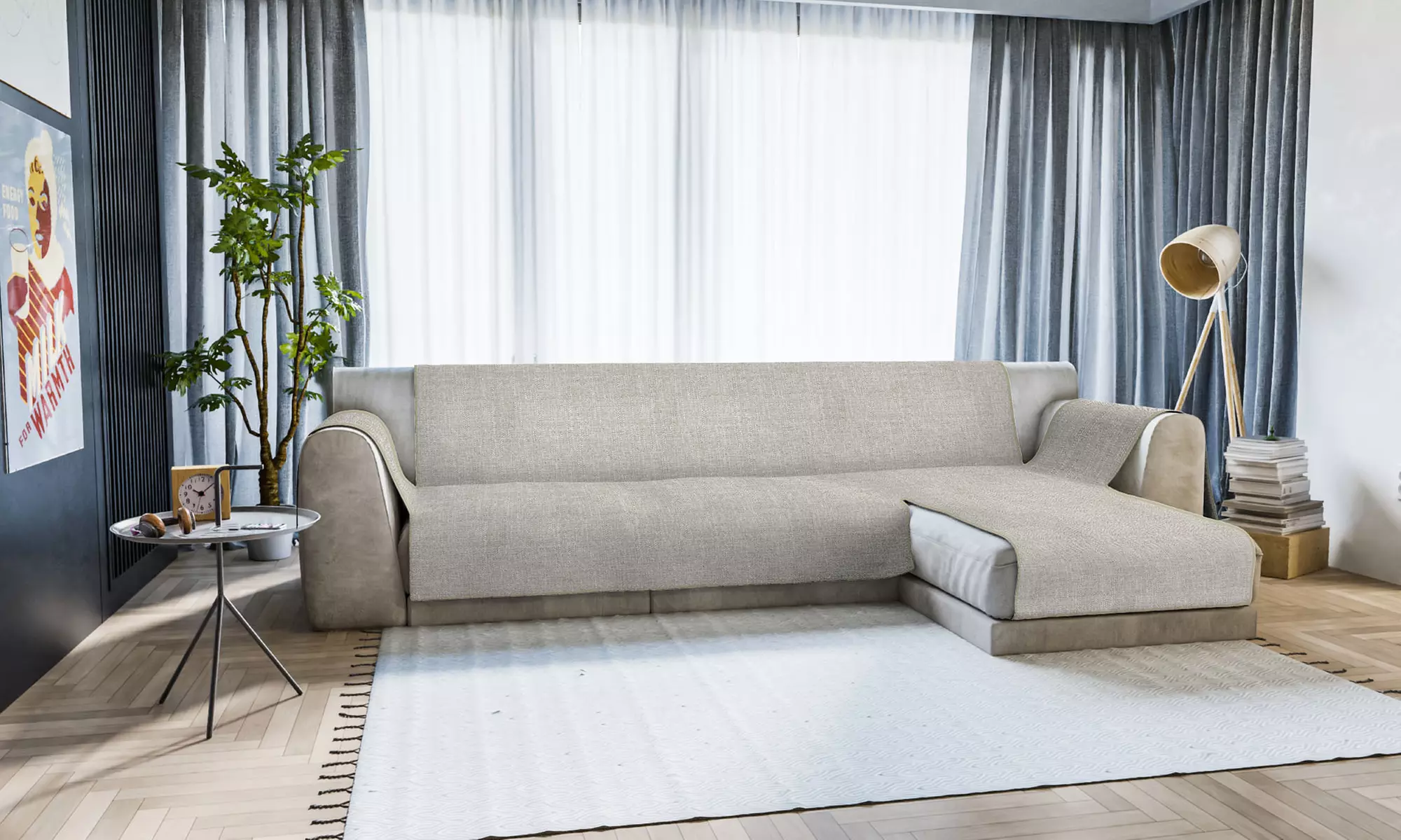 Copridivano antiscivolo con penisola