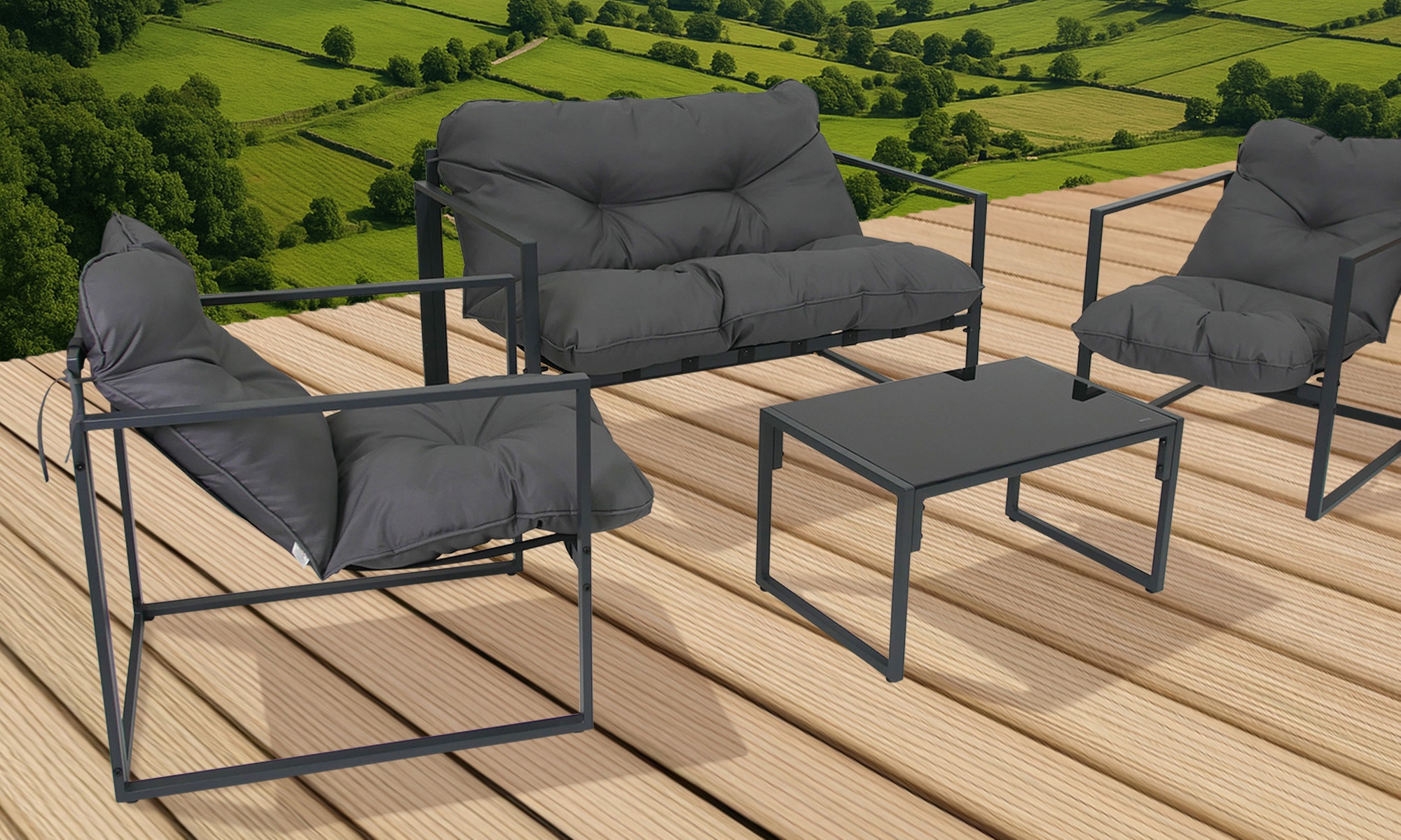 Solterra Outdoor Sofa Set with a Coffee Table