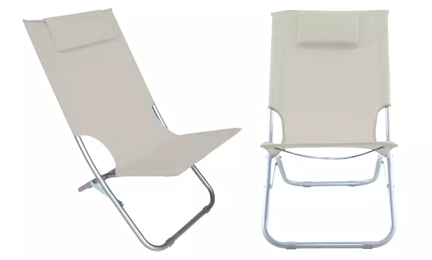 Image 3: Chaise de plage pliante "Giga Silver" en tissu Oxford