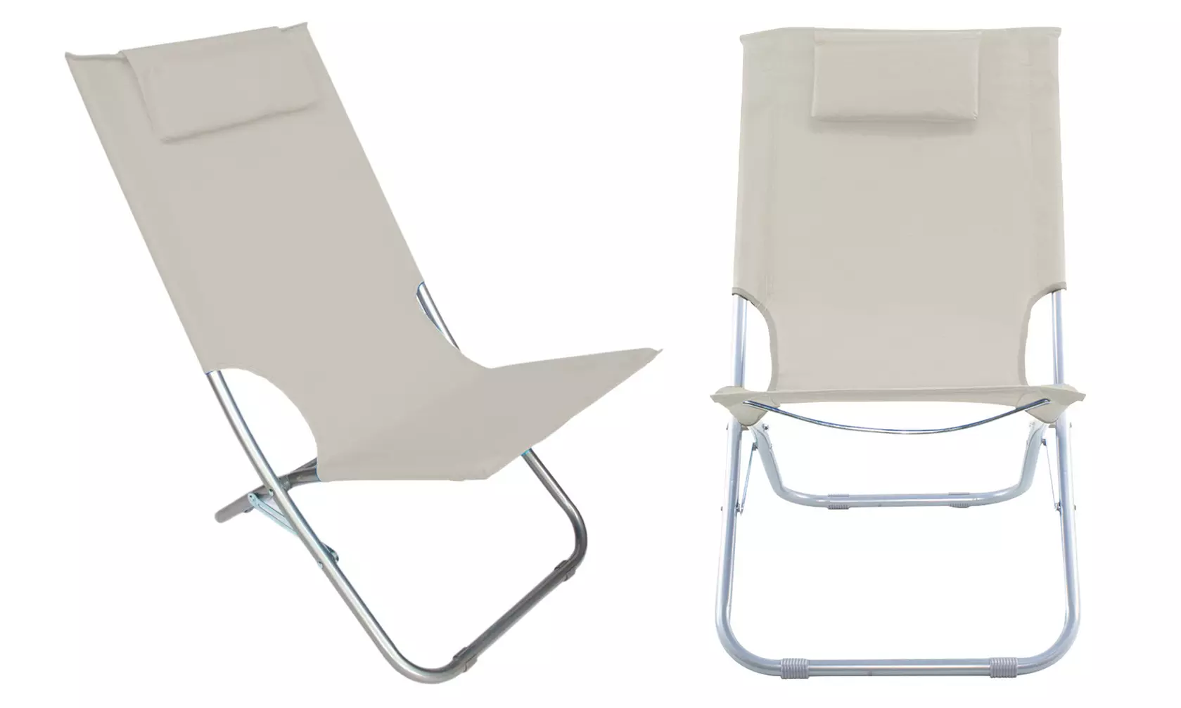 Silla plegable con asiento de tela Oxford en color beige