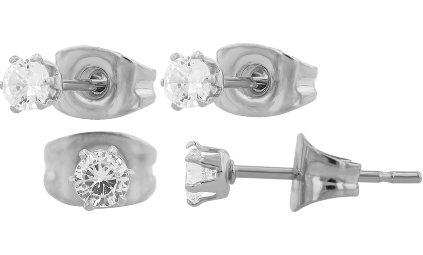 Image 31: Pendientes elegantes de acero inoxidable tipo botón