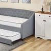 Image 1: 3ft Single Trundle Daybed with Tufted Fabric Finish in Grey