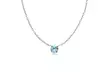 Sterling Silver Small Dainty Round Blue Topaz Choker Necklace - Second Medium