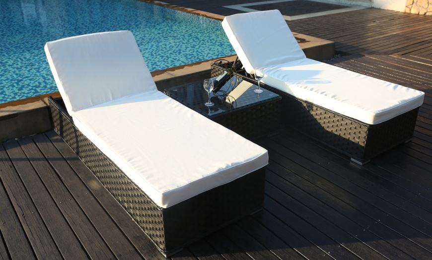 Image 4: Rattan-Effect Sun Lounger Set