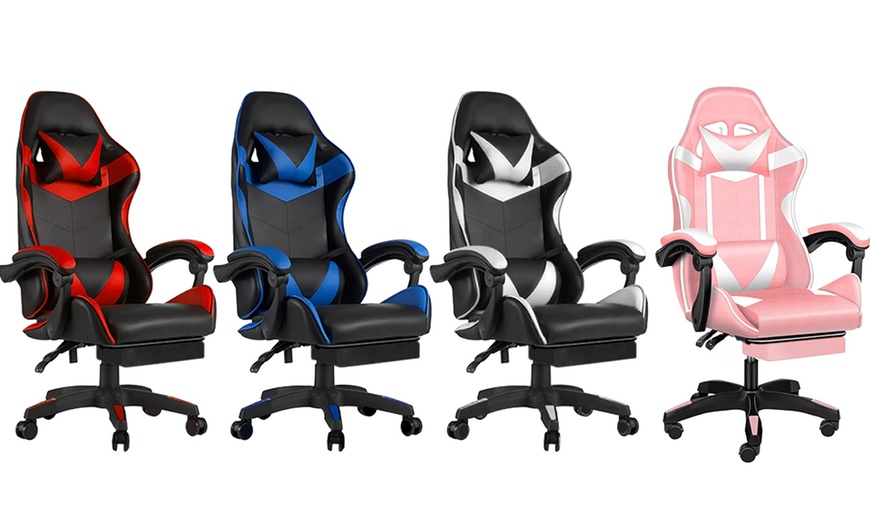 Image 2: Chaise de gaming ergonomique avec repose-pieds, soutien lombaire