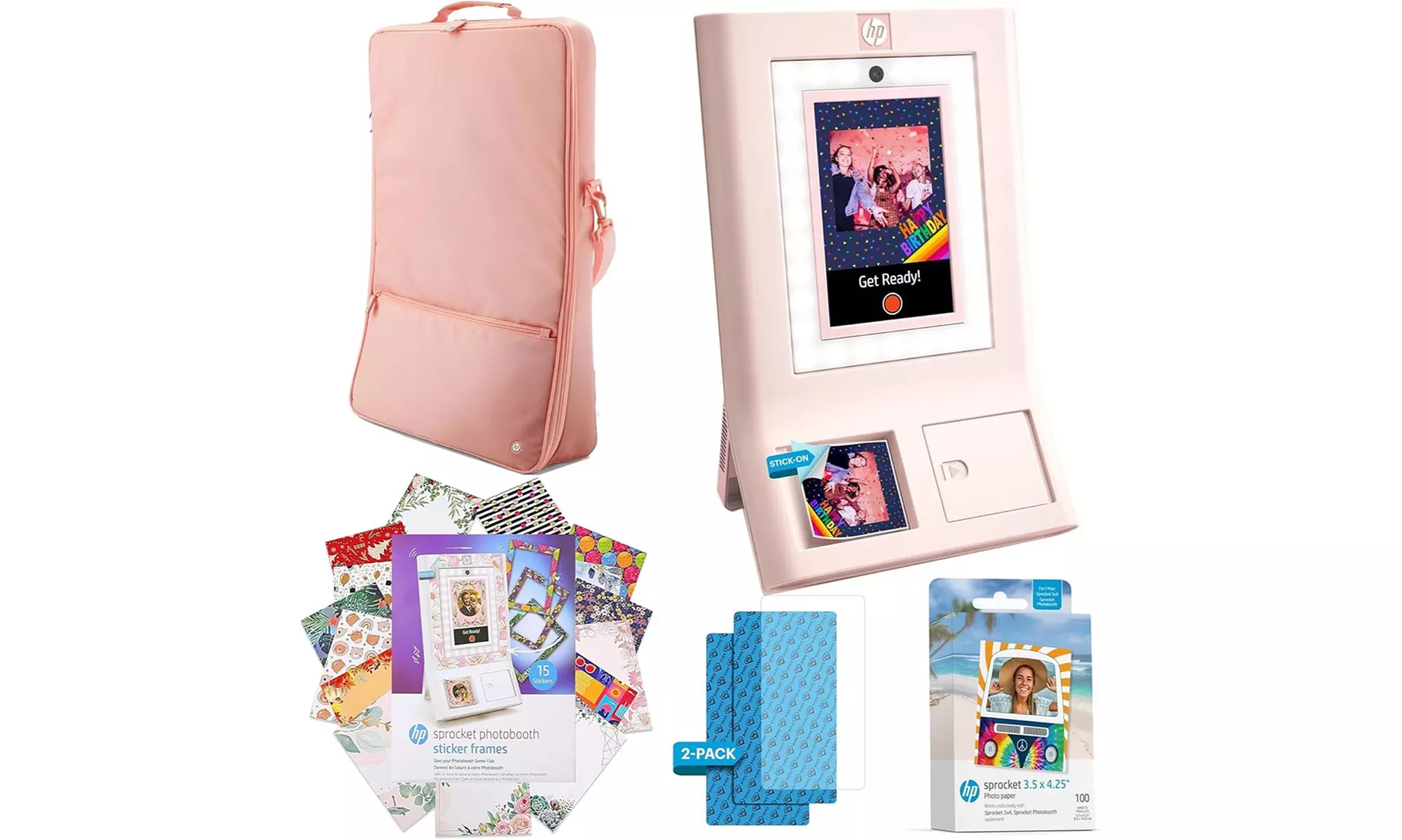 HP Sprocket Photobooth 3x4 Photo Printer with Paper and Screen Protector 
