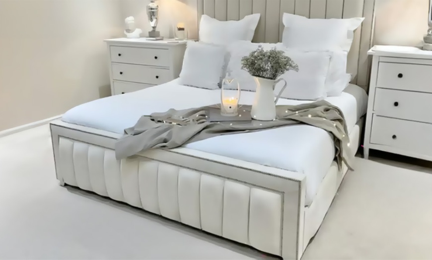 Image 7: Houston Bed Frame, Elegant Crushed Velvet or Plush Fabric