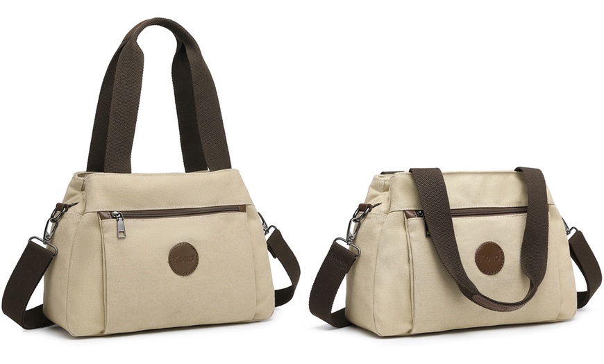 Image 25: Kono Canvas Multi-Function Cross Body Bag