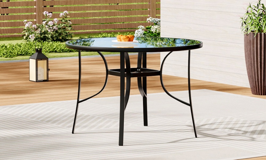 Image 4: Outdoor Rippled Tempered Glass Coffee Table with 4 Styles
