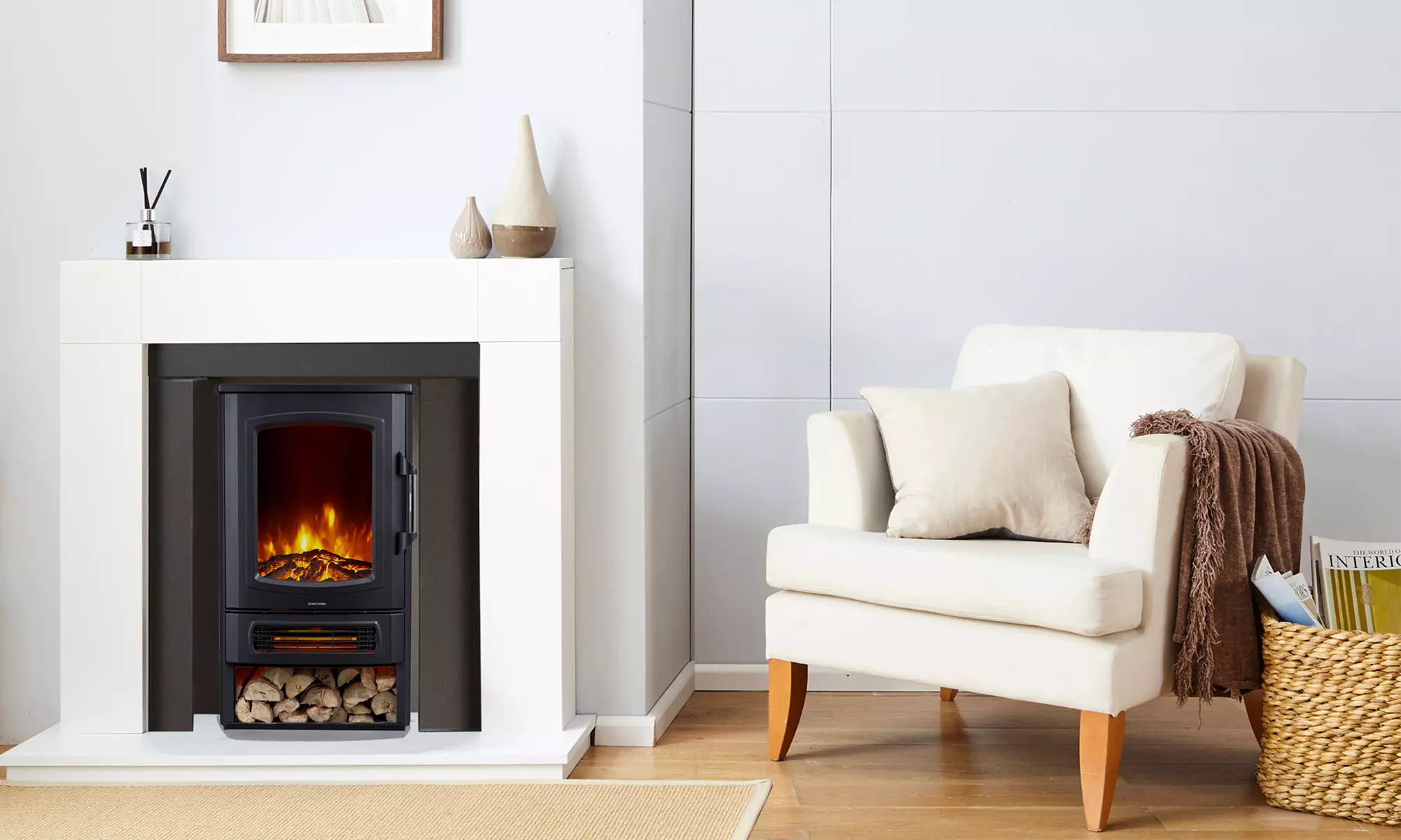 Neo Electric Heater With Realistic Flame and Log Store