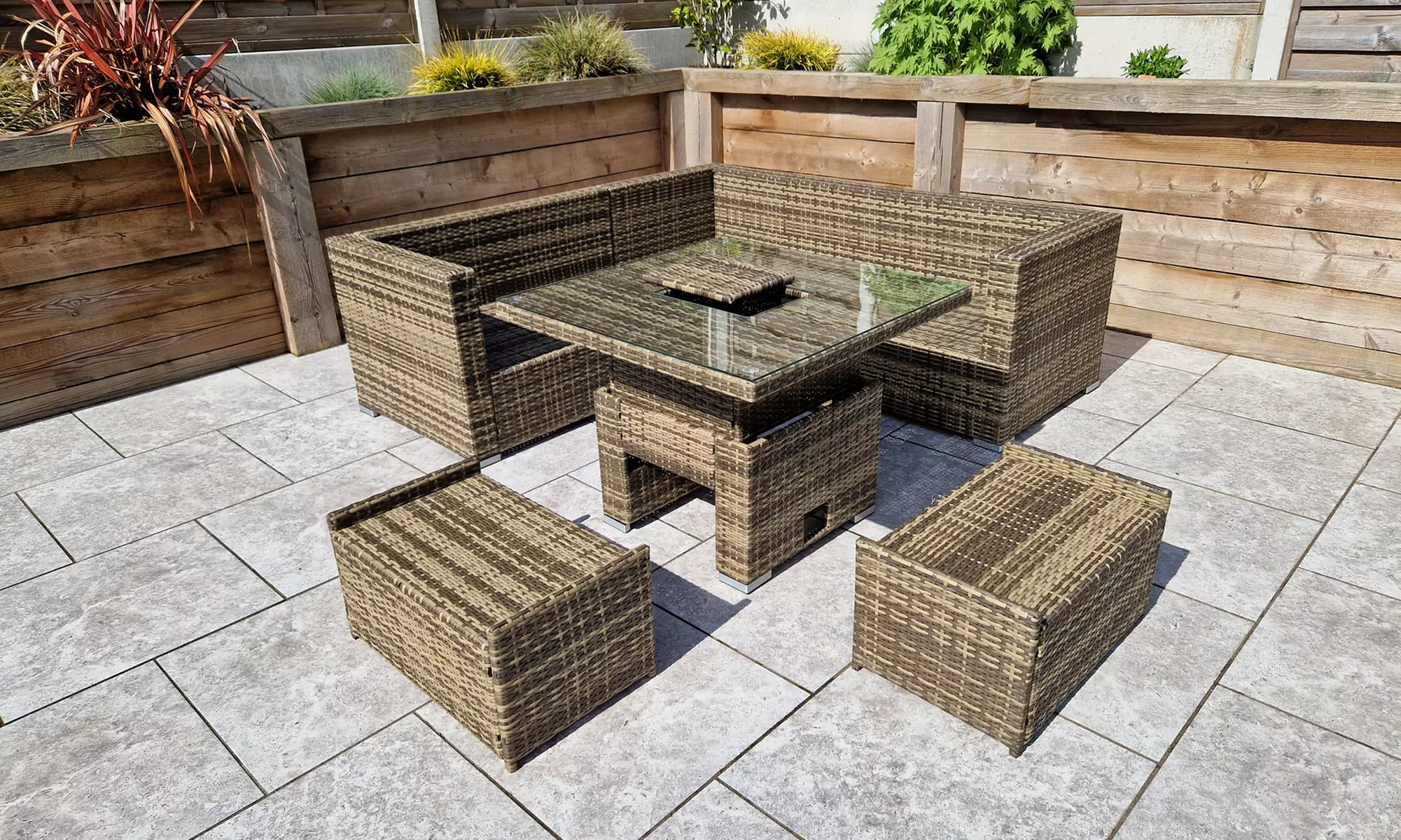 Atlanta Corner Sofa Dining Set with Rising Table and Ice Bucket