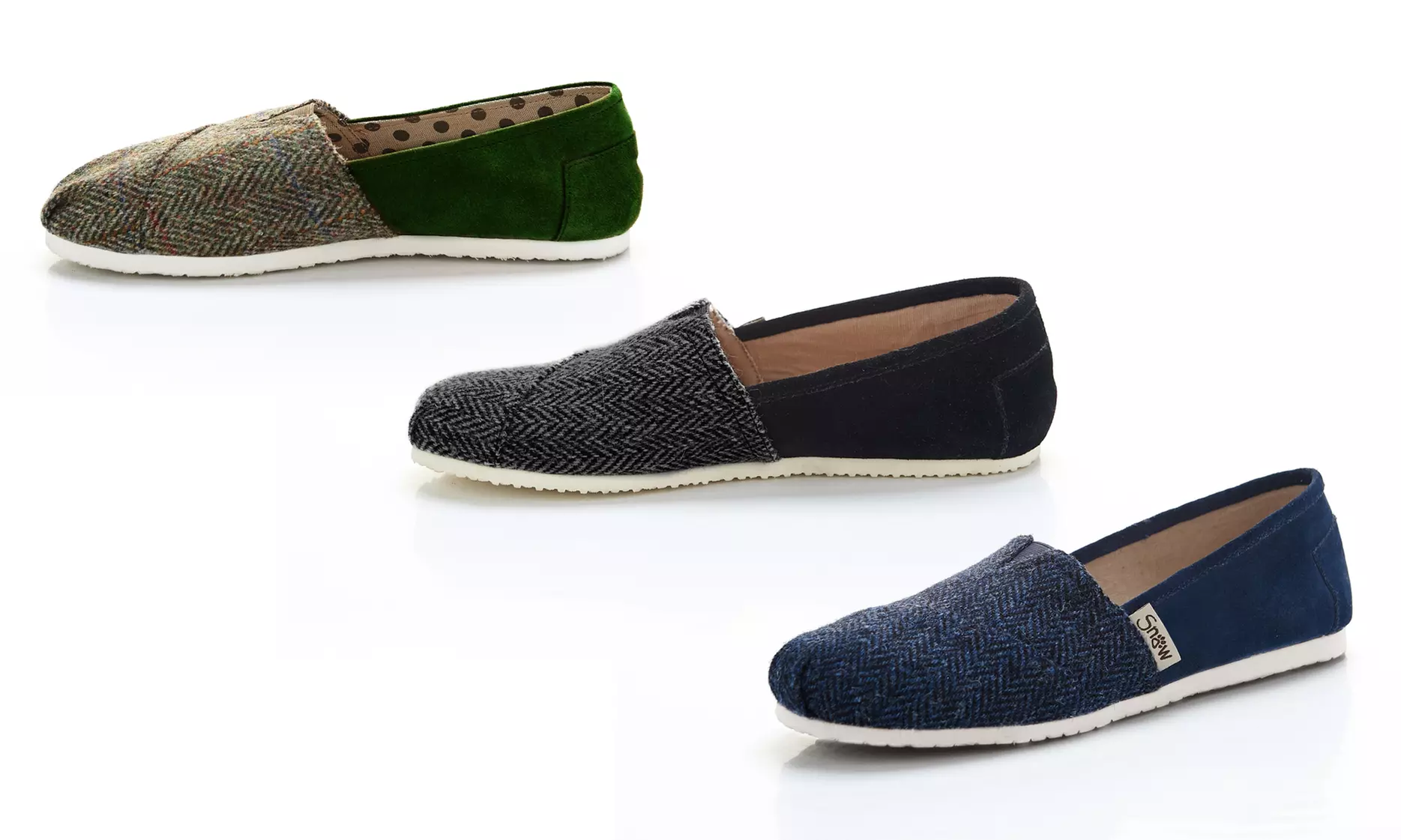 Tennis à enfiler en cuir et tweed homme - Primary Image