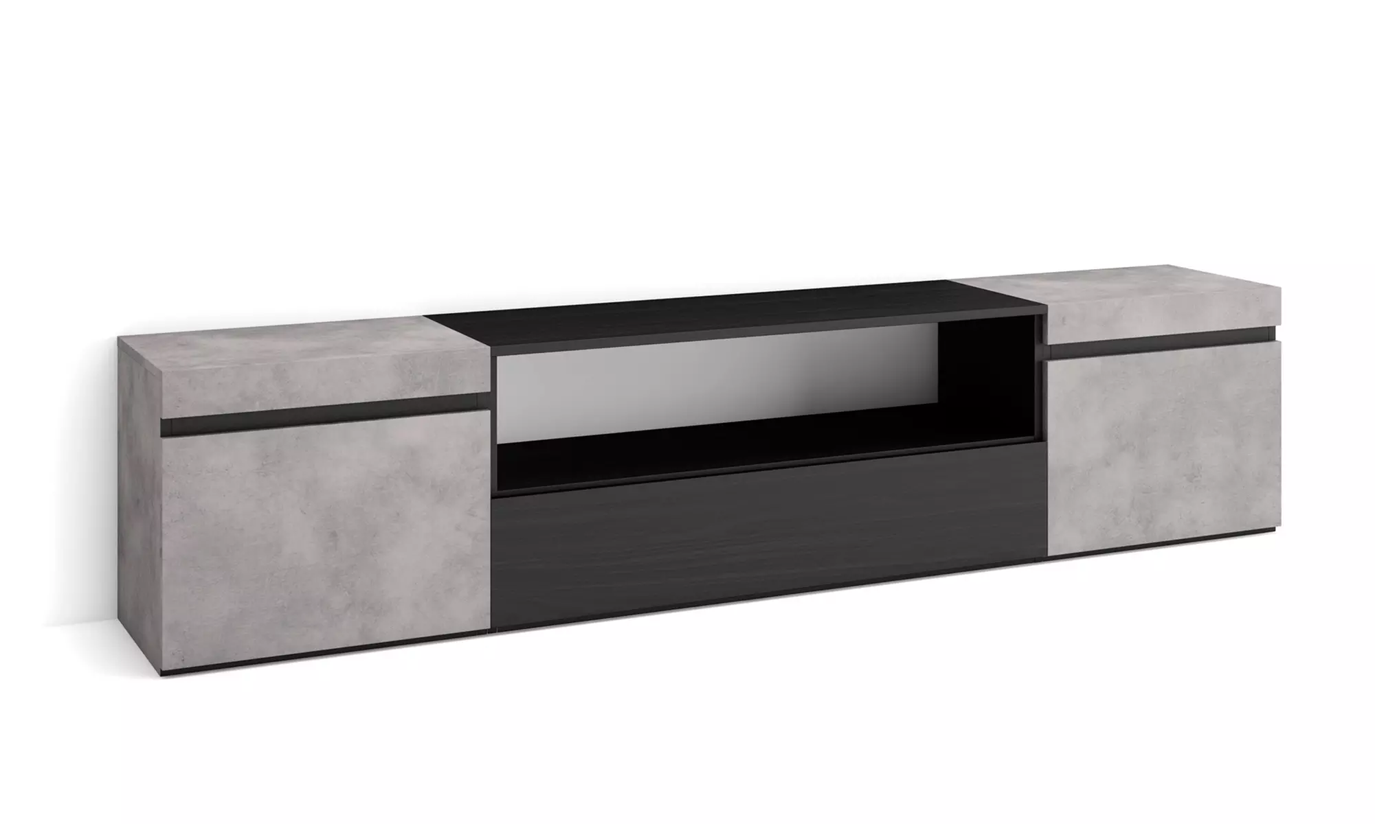 Mobile Porta TV Moderno (200cm) - Scegli tra Camino Elettrico 3D o Vano Extra