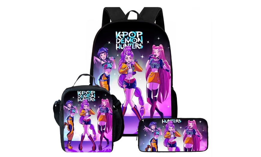 Image 9: KPop Demon Hunters Inspired Backpack Set 
