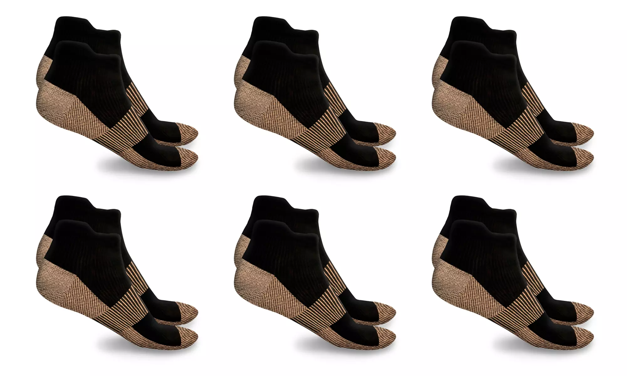 XFit Copper-Infused High-Energy Therapy Socks (6-Pack) - Primary Image