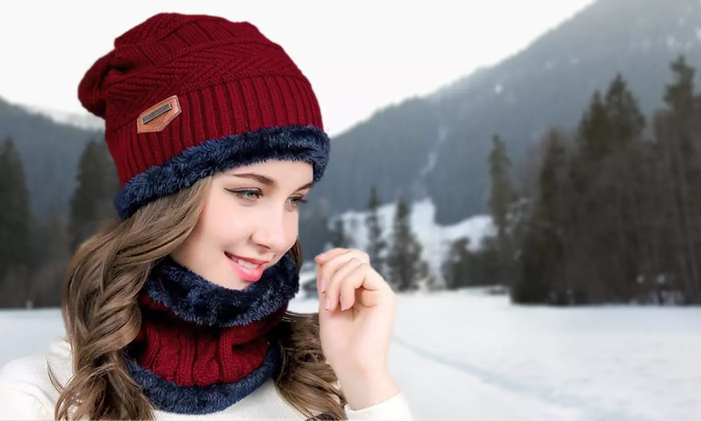 2-Piece Winter Knit Beanie Hat & Scarf Set for Men & Women
