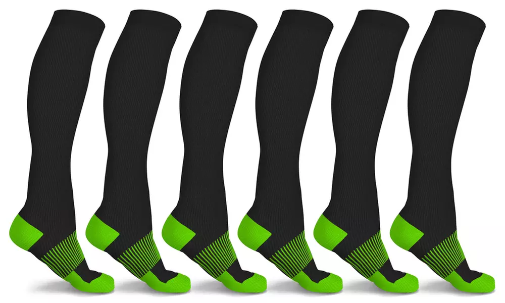 xFit Solid Copper-Infused Knee-High Compression Socks (6 Pairs)