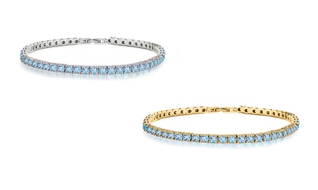 Blue Topaz Tennis Bracelets in 18K Gold None Brass November OVER 7 ct Blue Topaz 18k Yellow Gold Plated