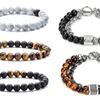 Image 2: Handmade 8MM Natural Stone Prayer Beads Tiger Eye Bracelet for Men Women