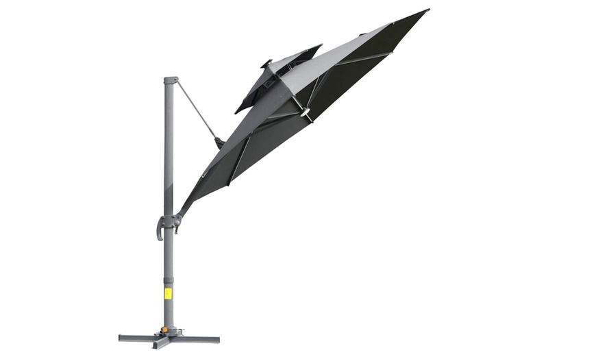 Image 9: Outsunny Cantilever Parasol with Solar or LED Lights