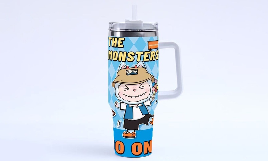Image 4: 40oz Labubu-Design Stainless Steel Tumbler with Straw