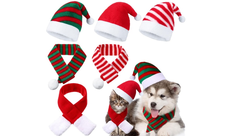 Image 2: 6-Piece Christmas-Themed Pet Hat and Scarf Collection